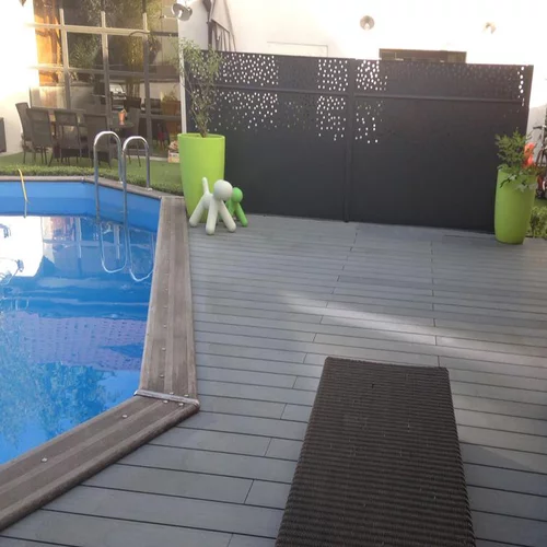 Pour vos jardins：Pack complet terrasse composite anthracite 10 m2