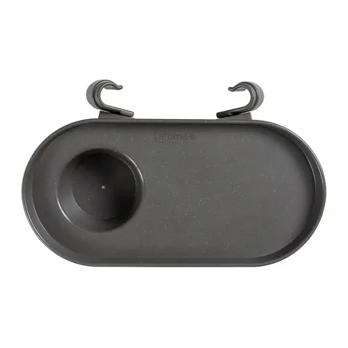Pensé pour le jardin:Tablette porte-gobelet en plastique recyclé gris anthracite pour fauteuil Lafuma - 30 x 7 x 17 cm