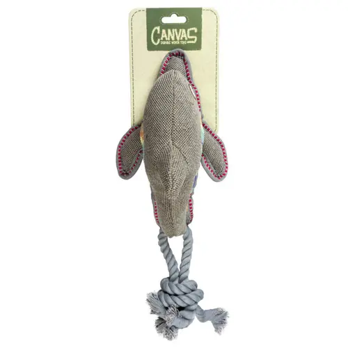 Pour votre confort en extérieur：Jouet pour chien coloris gris peluche dauphin Duvoplus Canvas - 46 x 14 x 11 cm