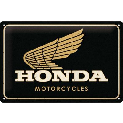 Plaque décorative en métal en relief 30 x 20 cm (Honda MC - Motorcycles Gold)