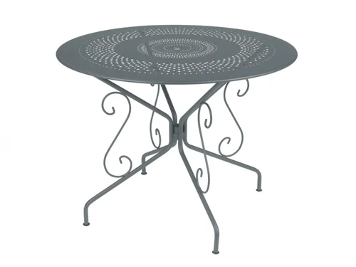 Pour vivre le jardin autrement：Table Montmartre coloris gris en acier Fermob - Ø 96 x 74 cm