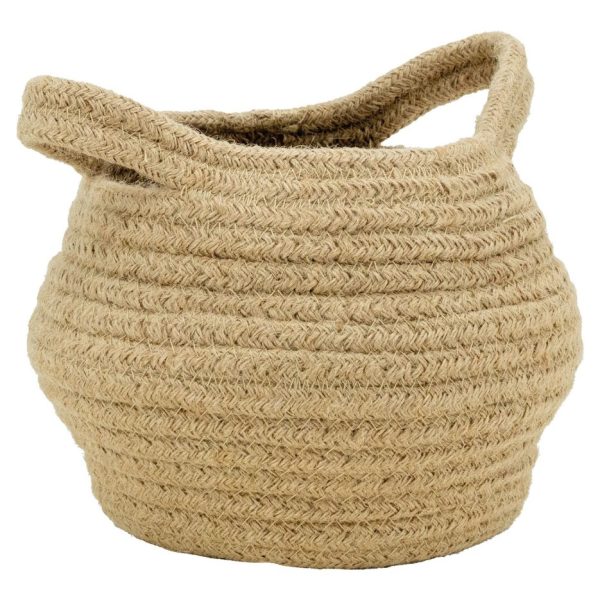 Corbeille ronde en jute naturelle avec 2 poignées