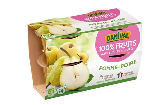 Idée jardin:Purée de fruits pomme poire bio - 4 x 100g