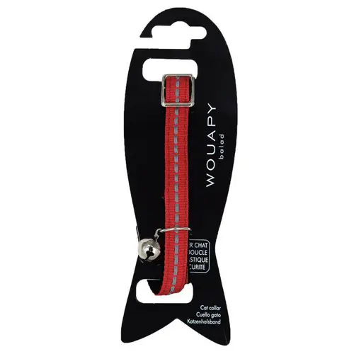 Jardin durable：Collier pour chat en velours coloris rouge avec galon réfléchissant Wouapy - Taille unique