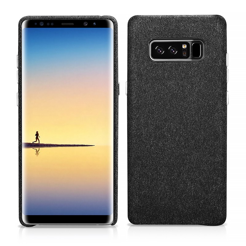 Coque arrière en tissu motif Snowy Noir Galaxy Note 8 – Noir Gris