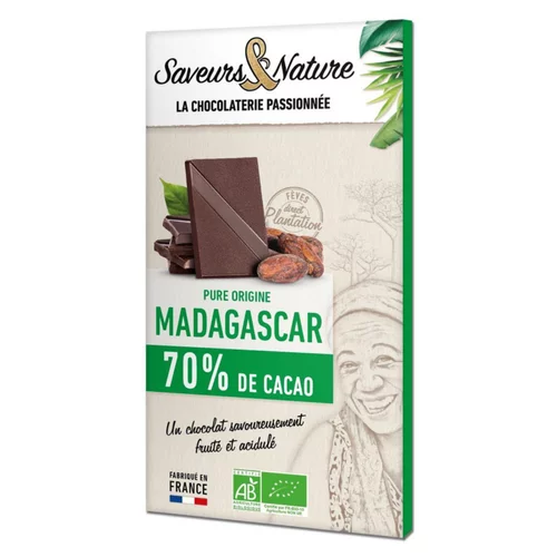 Adapté à l’extérieur：Chocolat noir 70% origine Madagascar bio Saveurs et Nature - 80 g