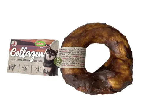 Pour enrichir votre univers jardin：Friandise à mâcher pour chien en vrac donut de collagène au canard Bubimex – Ø 10 cm – Prix à la pièce