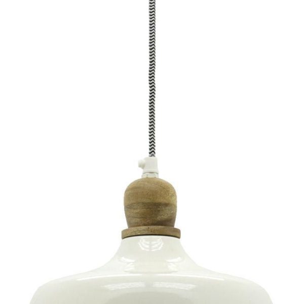 Suspension en métal et bois (Ø 26 blanc)