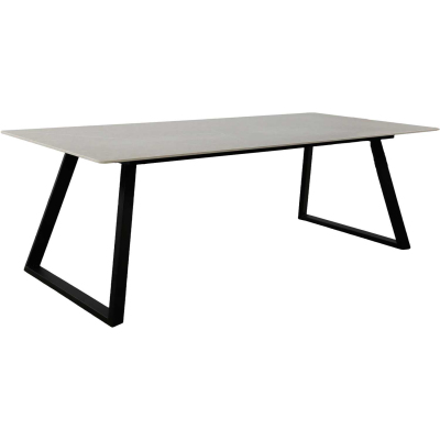 Table de repas 200 x 90 cm en pierre frittée Estelle (Gris foncé)