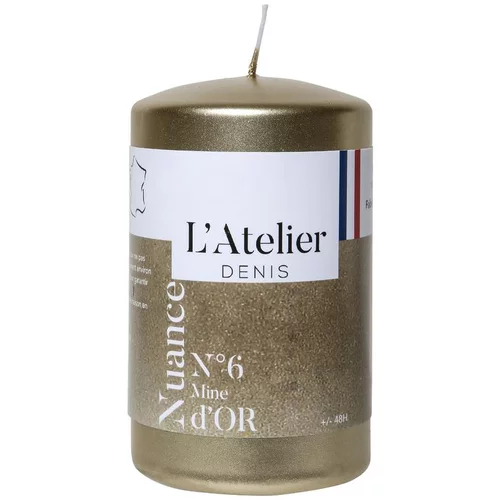 Durable au jardin:Bougie cylindrique taille S or L’Atelier de Denis - Ø 6,8 x H 11 cm