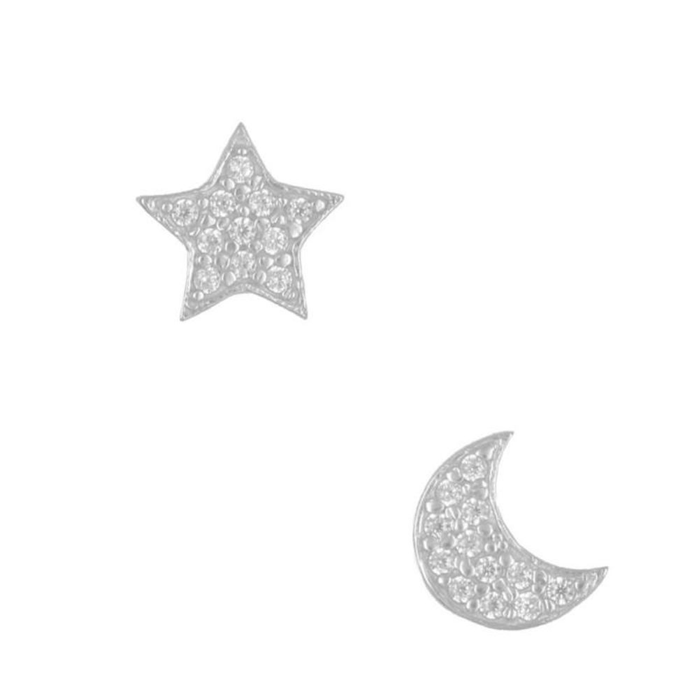 L'ATELIER D'AZUR Boucles d'Oreilles Or Blanc Serties de Zirconiums – 0.55cm 0.45cm