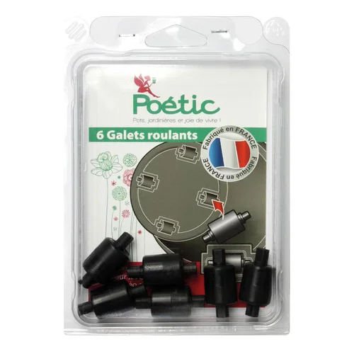 Confort nature：Ensemble de 6 galets roulants noirs pour pots Eda Poetic - Les 6 pièces