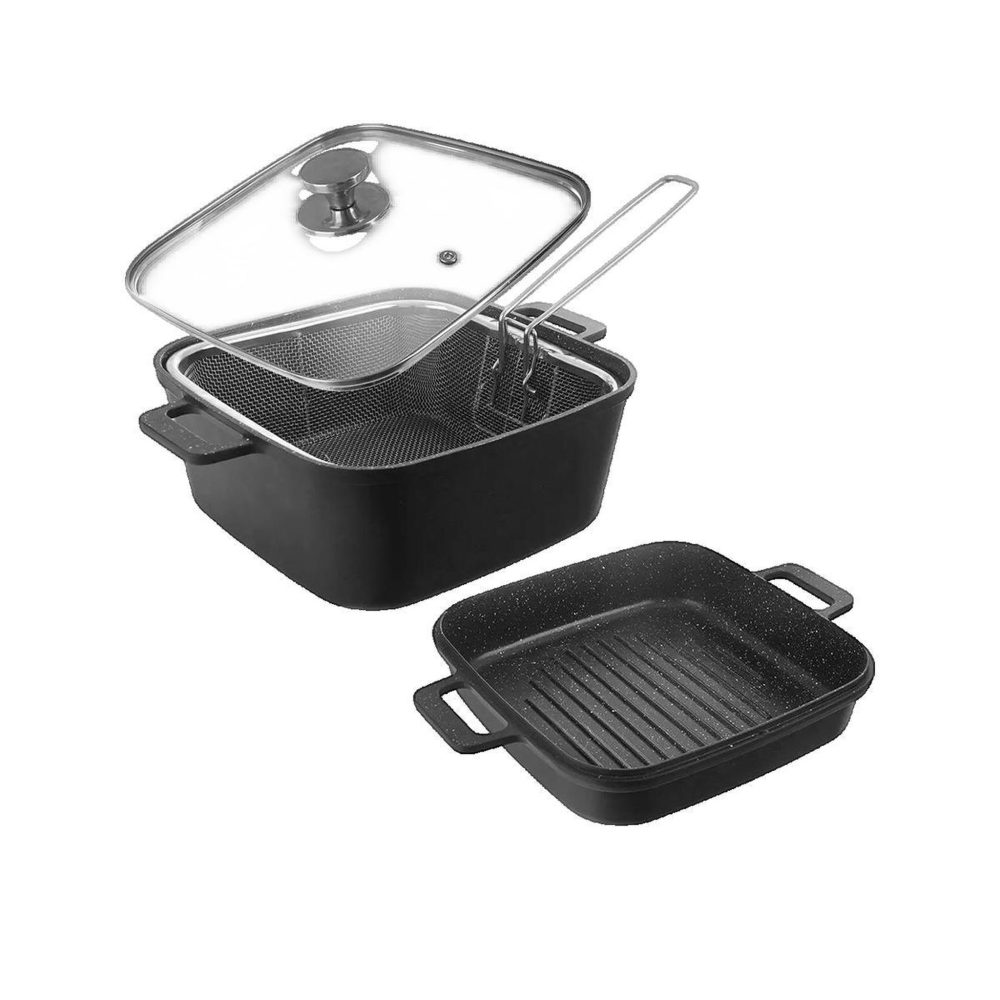 Orion Ensemble de cuisson Orion avec revêtement en granite – verre acier