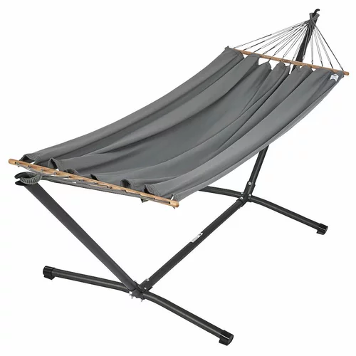 Mieux dehors：Set support et hamac MetaliK coloris anthracite en métal et polypropylène certifié FSC® Jobek Hamacs - 300 x 100 x 95 cm