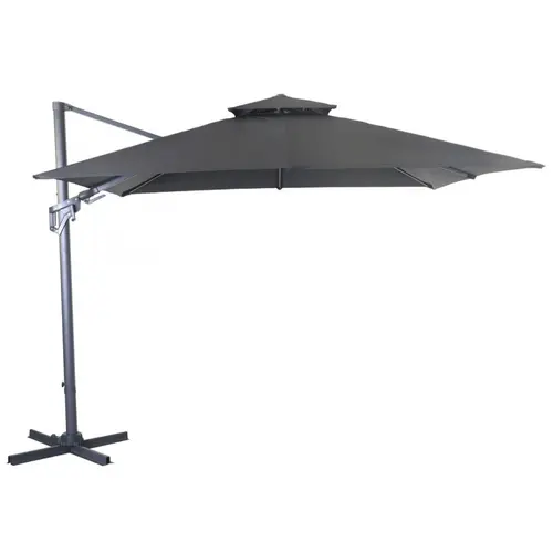 Jardin idée:Parasol déporté carré en aluminium coloris gris - 300 x 300 cm