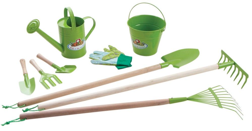 Kit 9 outils de jardinage pour enfant (Vert)
