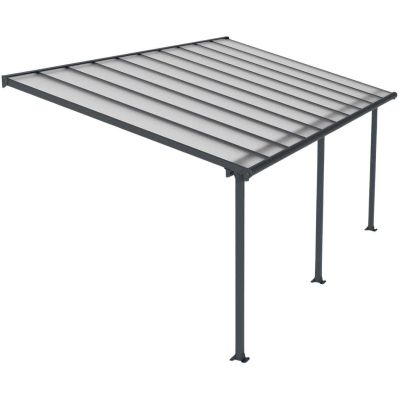Pergola à adosser en aluminium gris et polycarbonate Olympia (3 x 6.2 m)