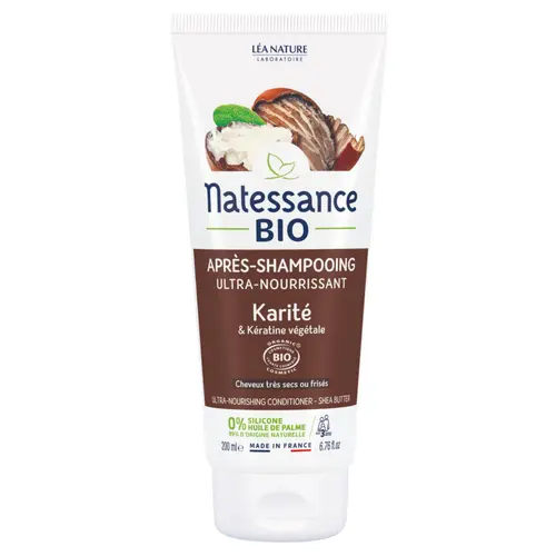 Pour tous vos besoins extérieurs：Après-shampooing bio ultra nourrissant Karité & Kératine végétale Natessance – 200 ml