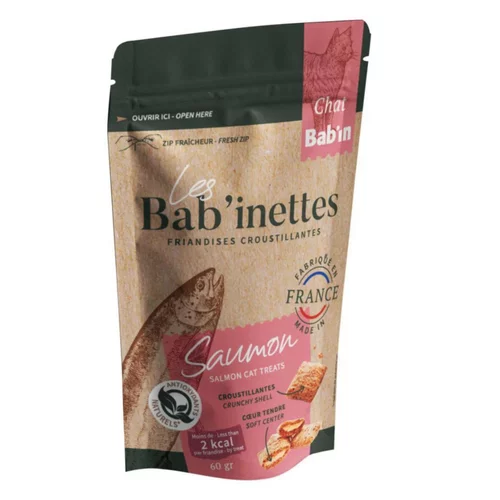 Essentiel extérieur:Friandises pour chat au saumon Bab'in Les Bab'inettes - 60 g