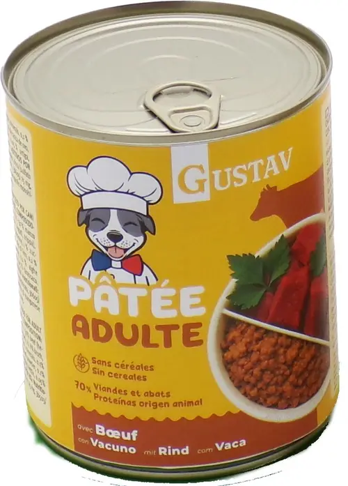 Tendance au jardin:Pâtée pour chien adulte au bœuf sans céréales complète Bubimex Gustav - 800 g