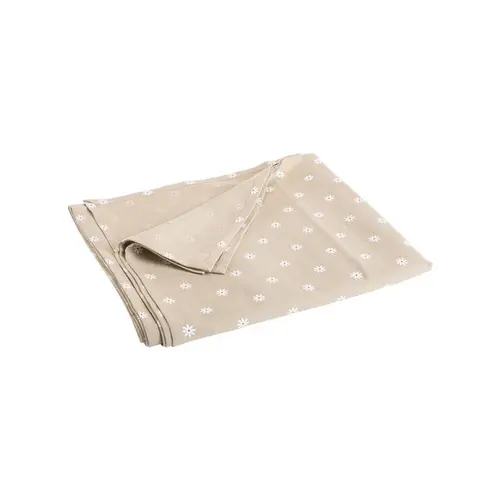Le petit plus pour l’extérieur:Nappe en coton et lin naturel à marguerites blanches - 250 x 150 cm