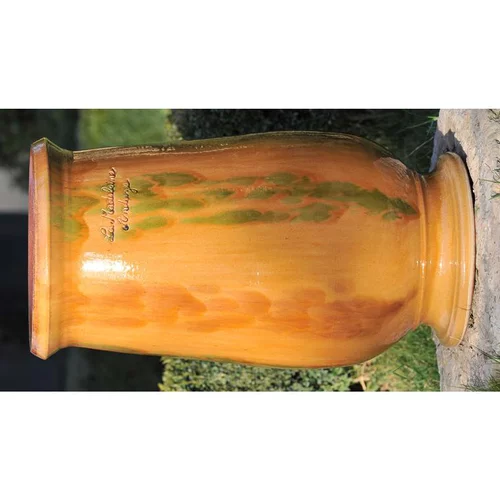 Pratique au jardin：Jarre à huile flammée en terre cuite émaillée H 71 x Ø 40 cm