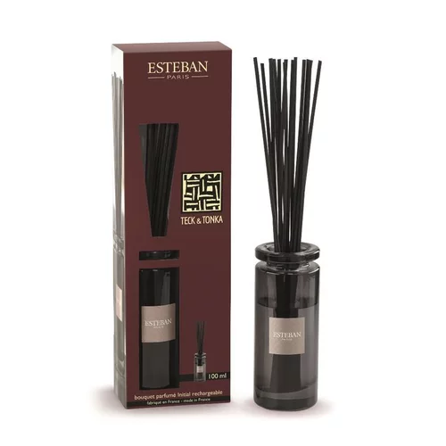 Jardin et pratique：Bouquet parfumé initial + recharge senteur teck et tonka Esteban - 100 ml