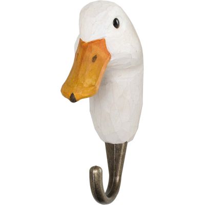 Patère animal en bois sculpté à la main et métal (Canard)