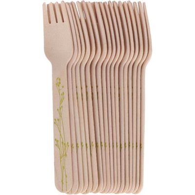 Couverts en bois 100% compostable Herbe (Fourchettes Lot de 20)