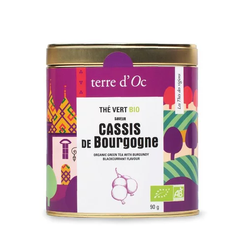 Idée au jardin：Thé vert bio cassis de bourgogne Terre d'OC - 90 g