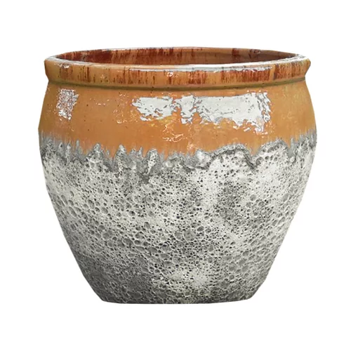Espace vert moderne：Cuvier en grès émaillé old miel Decolines Leon - Ø 50 x H 49 cm