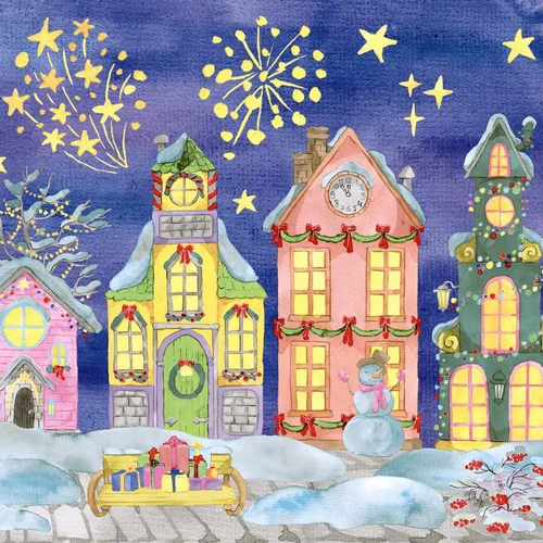 Facile au jardin：20 serviettes 3 plis Celebrate Street - 33 x 33 cm