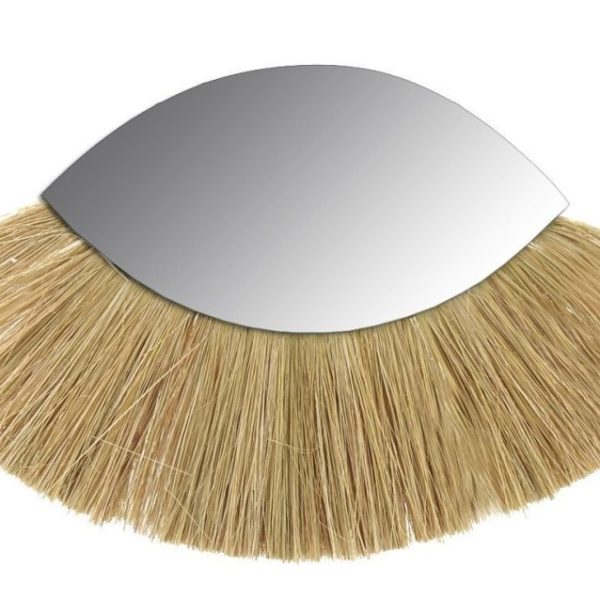 Miroir oeil en jonc naturel et verre