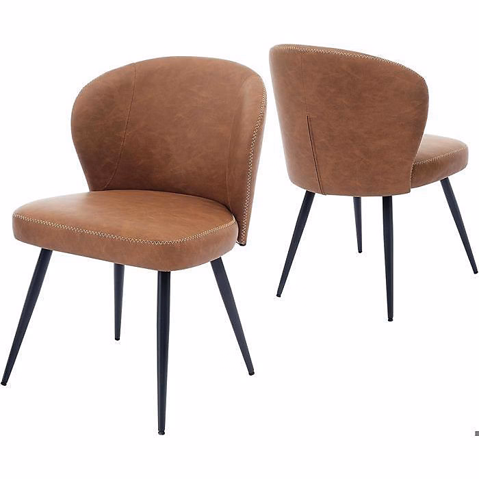 Chaise salle à manger – MARRON, – Cuir synthétique, Style contemporain, Intérieur, lot de 2