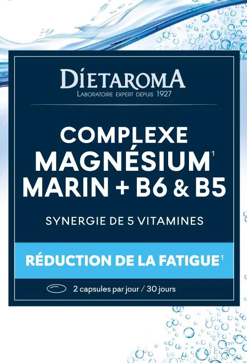Utile au jardin:Complément alimentaire complexe magnésium marin + B6 et B5 réduction de la fatigue Dietaroma - 60 capsules