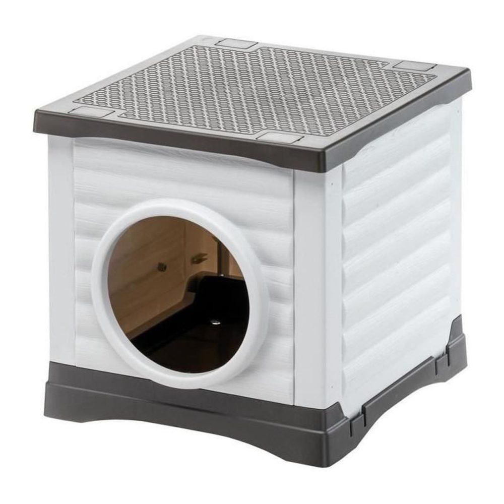 Ferplast Niche - FERPLAST - PETVILLA 50 - 38,5 x 43 x 38,5 cm - Blanc / Gris – Aménagement du jardin