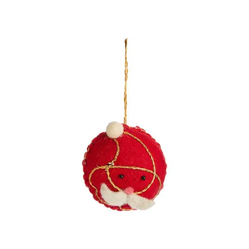 Jardin au quotidien：Boule Père Noël en laine polyester rouge et blanc - Ø 4 cm