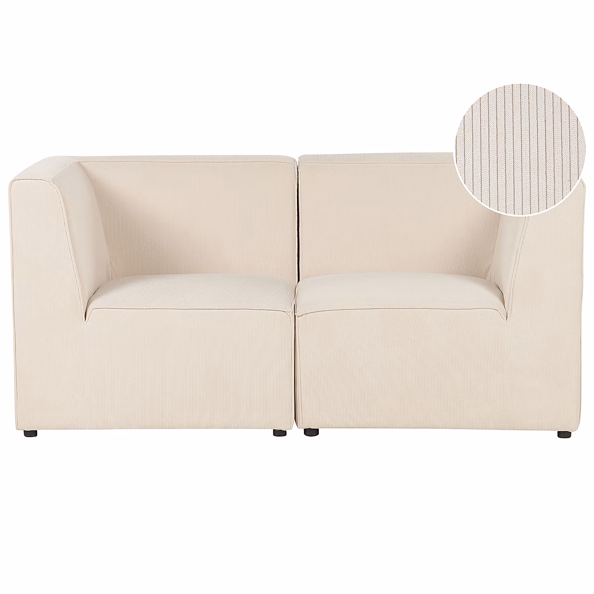 Canapé modulable 2 places LEMVIG Velours côtelé Beige clair – Réf. LOZYLXCSX7059010187