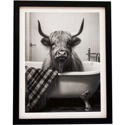 Tableau décoratif noir et blanc Cow bath (20 x 25 cm)