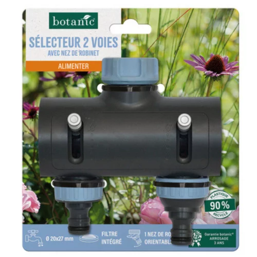 Adapté à l’extérieur：Sélecteur botanic® 2 sorties filetées ® 20 x 27 mm avec nez de robinet