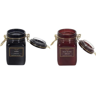Bougie parfumée pot à clip apothicaire 9 x 6 x 11 cm (Lot de 2)