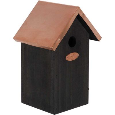 Nichoir à oiseaux en pin et cuivre (Mésange bleue)