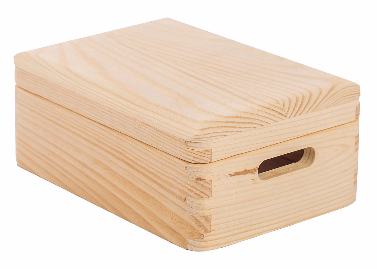 Boîte de rangement en pin massif avec couvercle 9 × 20 × 15cm