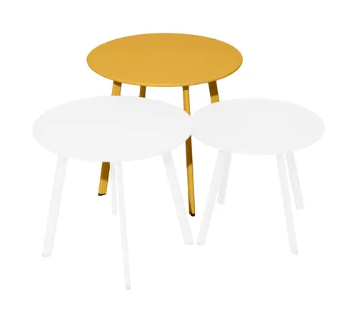 Pour l’univers du jardin:Table basse en acier coloris miel Proloisirs Massaï -Ø50 x H43 cm