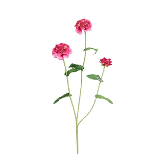 Au service de votre jardin：Zinnia artificiel à 3 fleurs fuchsia - 70 cm