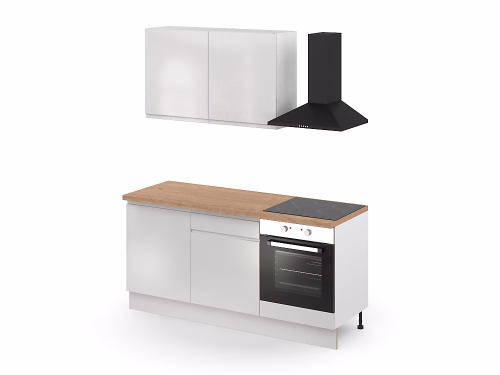 Cuisine complète GoodHome Garcinia blanc brillant 2 caissons hauts + 3 bas sans électroménager l.80 cm | Cuisine