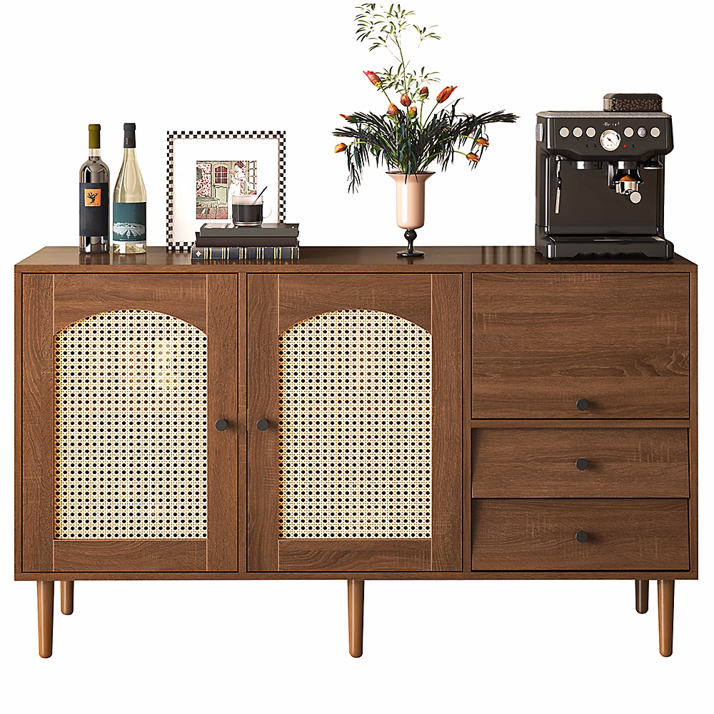 Buffet Campagnard 130 × 755 × 40Cm Rotin Magnétique Blackcolors