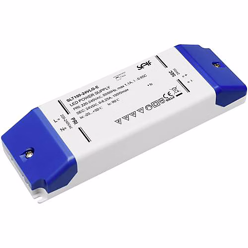 SLT150 – 24VLG | E Driver LED 24 V/DC 150 W | sortie unique | boîtier plastique compact
