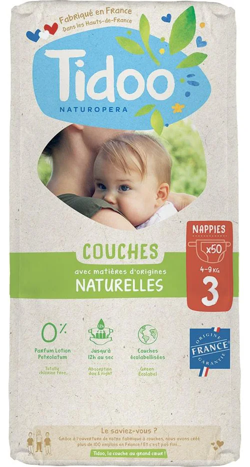 Jardin sélection：Couches écologiques en sachet T3 (4-9kg) Tidoo, certifiées FSC®, - 50 pièces