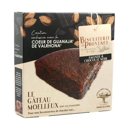 Jardin et solutions:Gâteau moelleux au chocolat cœur de Guanaja de Valrhona Biscuiterie de Provence - 225 g